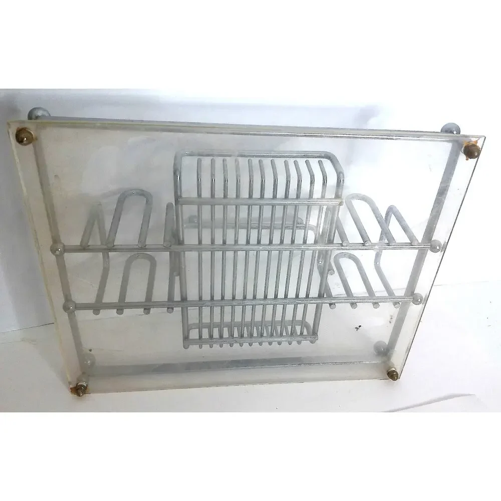 Vintage Mid Century Buffet Table Caddy Organizer Metal Lucite